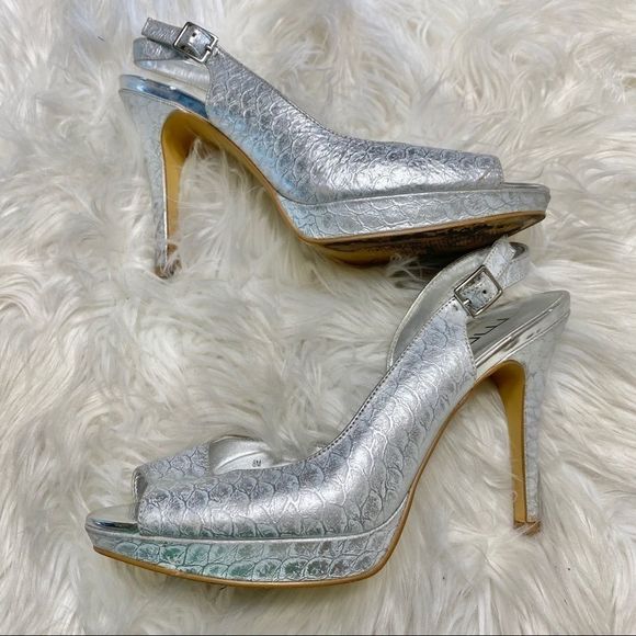 MODA spana silver open toe sexy stilettos size 8
